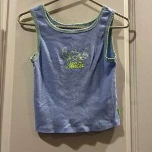 Disney Stitch girls Embroidered graphic Crop Tank Top detail trim Size XL(14/16)